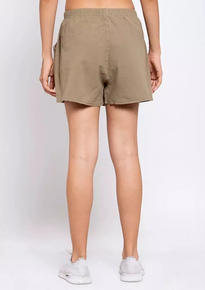 Pocketed Drawstring Flax Shorts