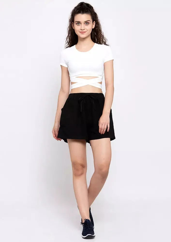 Pocketed Drawstring Flax Shorts