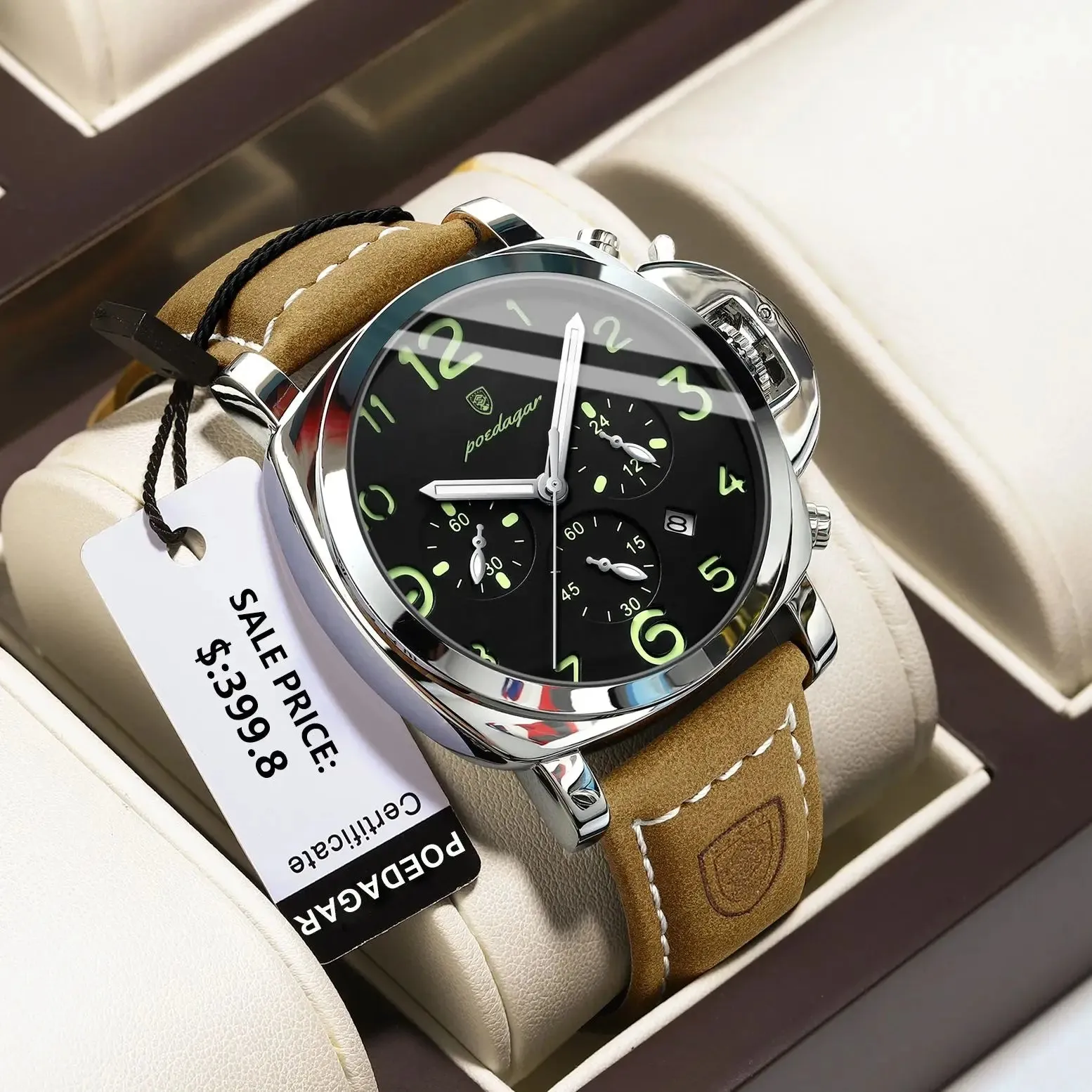 POEDAGAR Men's Luxury Waterproof Military Watch