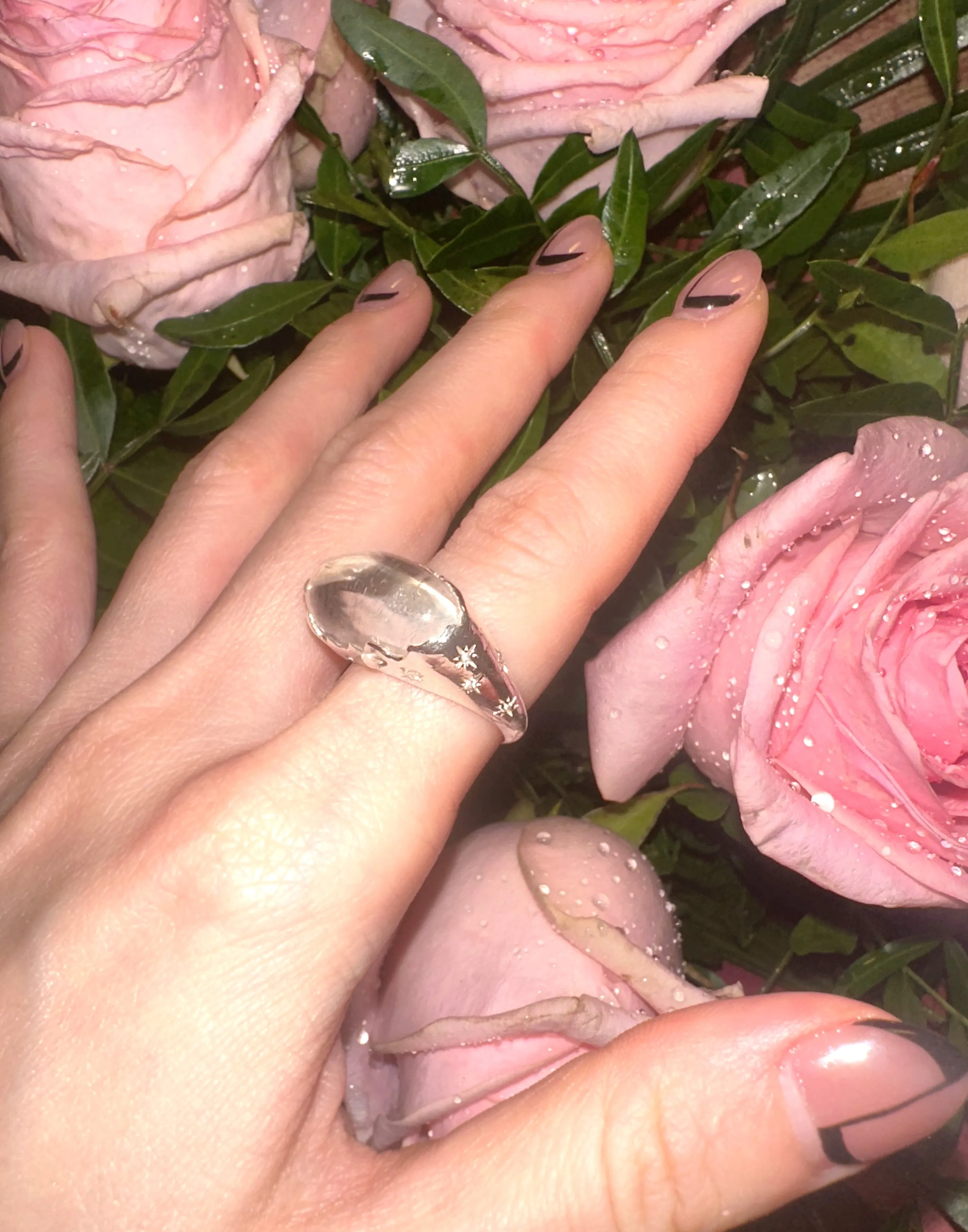 Pond Ring Elliptic Clear Quartz