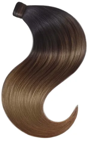 PONYTAIL LUXURY EXTENSIONS Sombre Jet Black & Chocolate Roast Brown