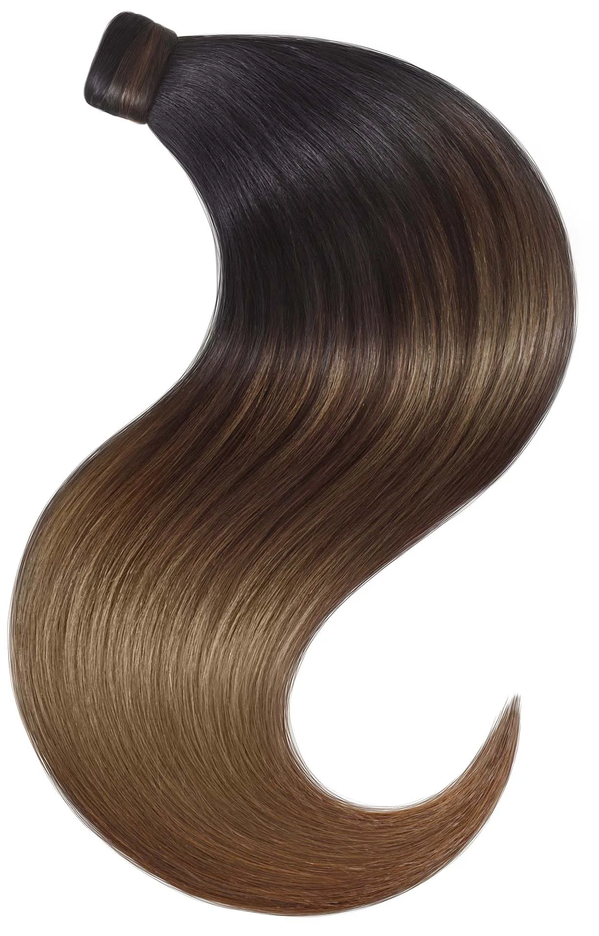 PONYTAIL LUXURY EXTENSIONS Sombre Jet Black & Chocolate Roast Brown