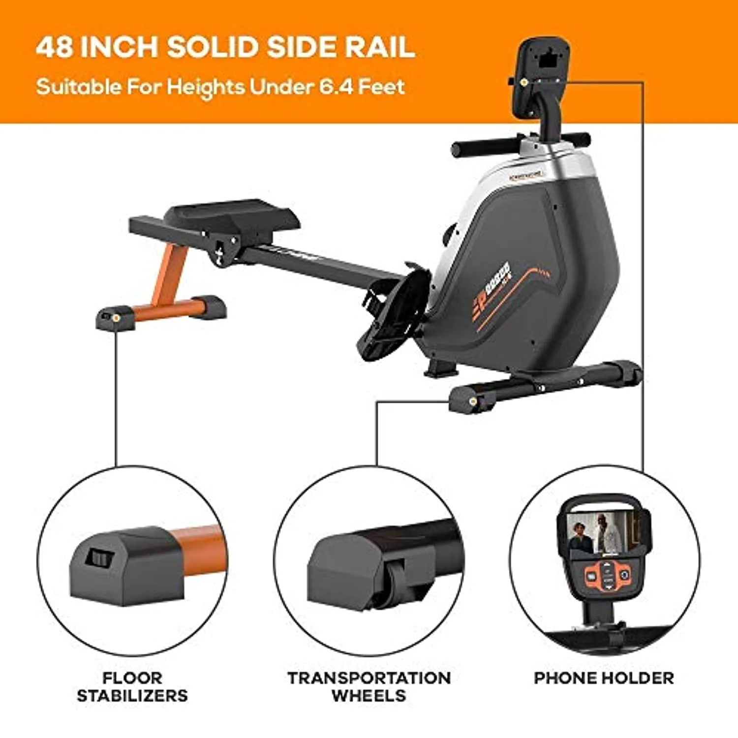 pooboo Magnetic Rowing Machines Rower Foldable with 16 Level Resistance Indoor Rower Machines with Digital Monitor & Transport Wheels for Home Use