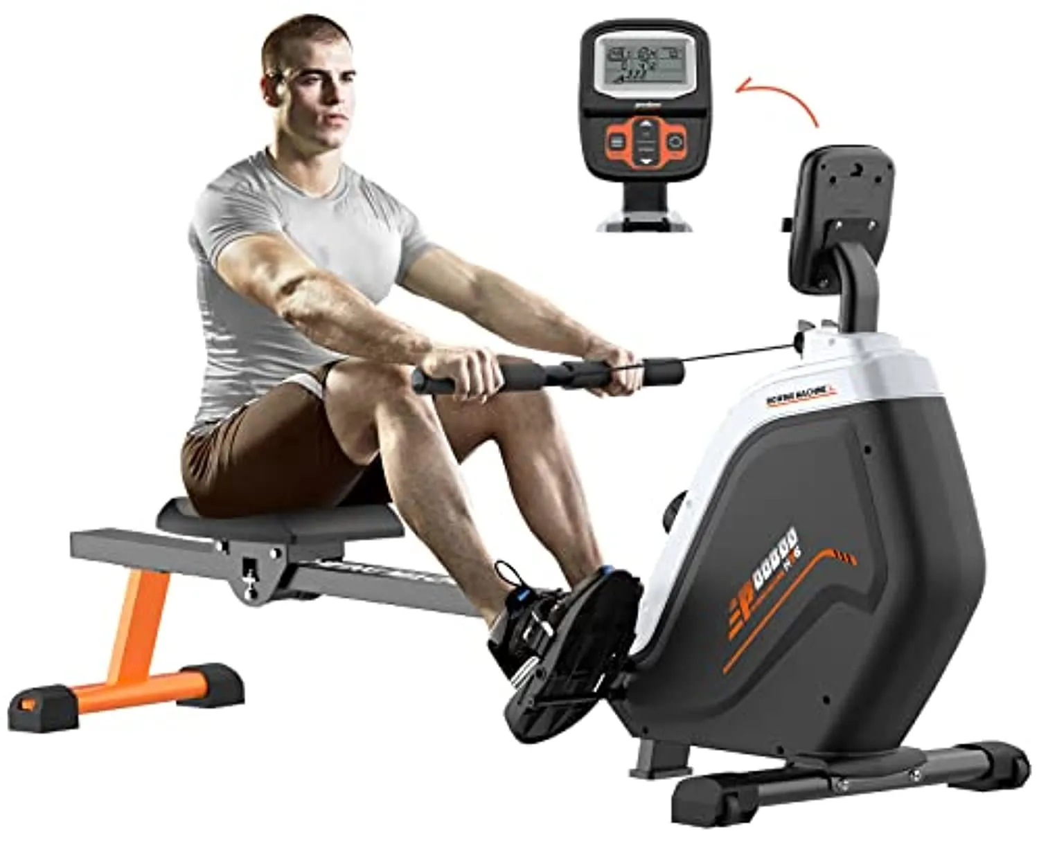 pooboo Magnetic Rowing Machines Rower Foldable with 16 Level Resistance Indoor Rower Machines with Digital Monitor & Transport Wheels for Home Use