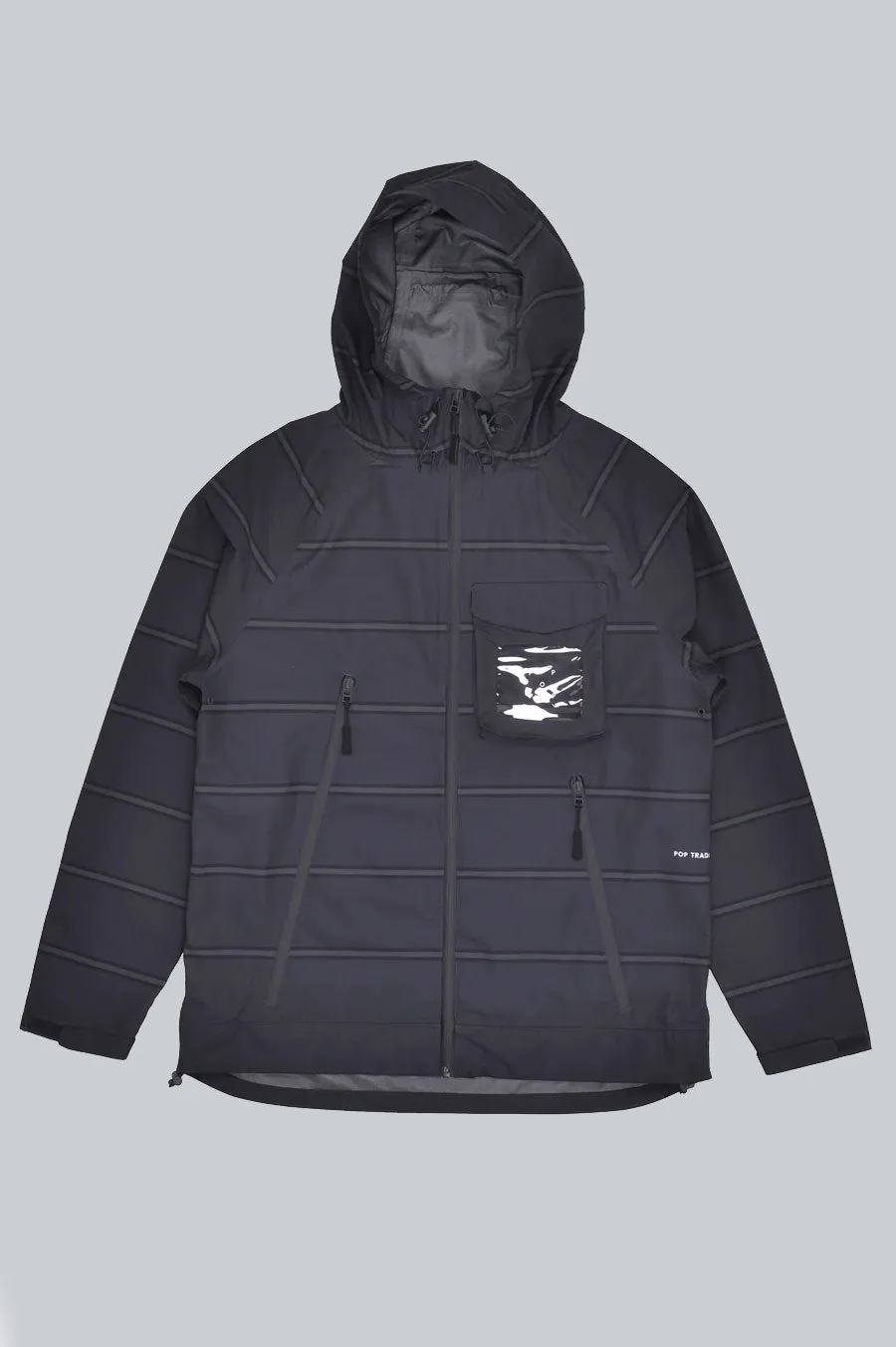 POP TRADING COMPANY STRIPED ORACLE JACKET ANTRACITE
