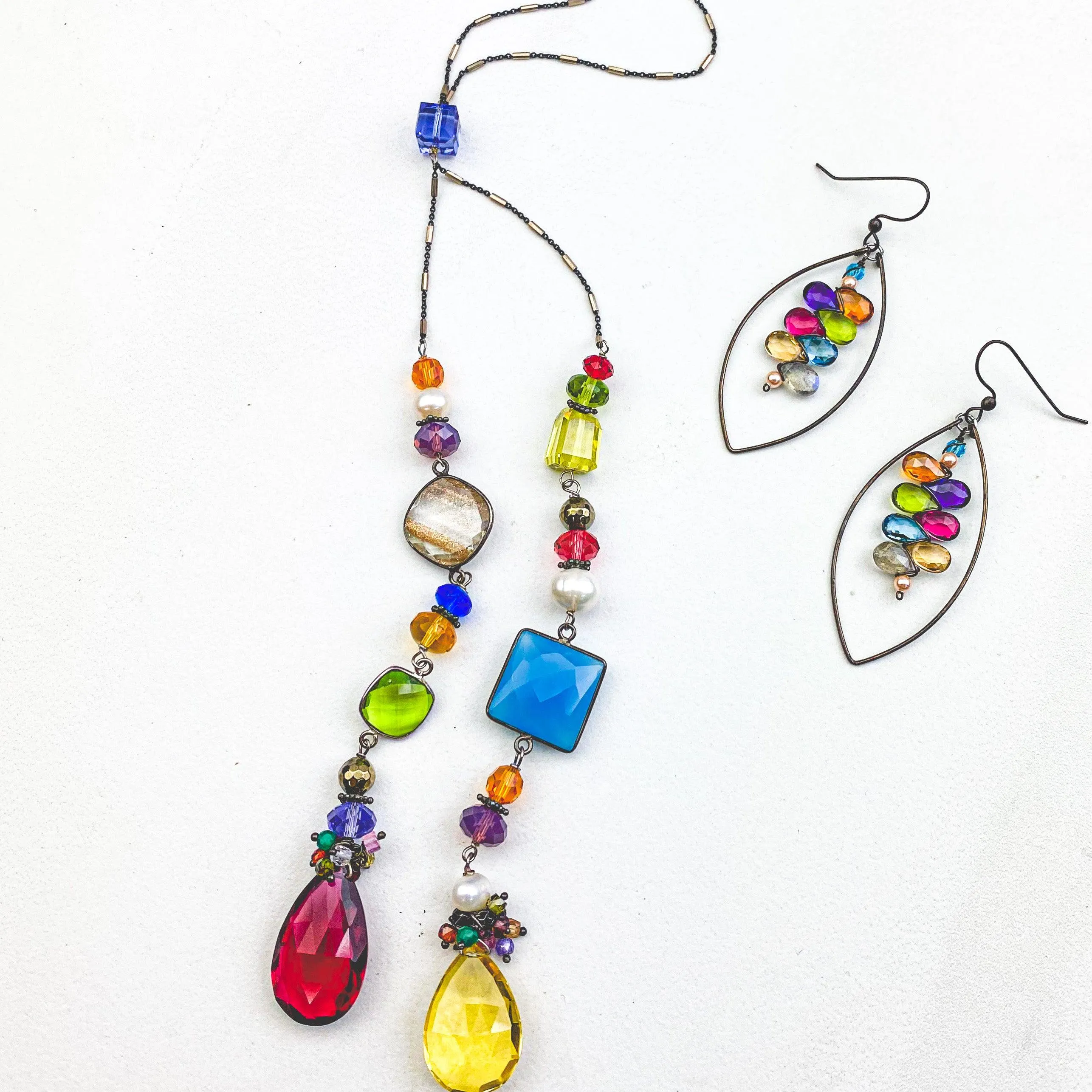 Popart Kaleidoscope Statement Gem Earrings