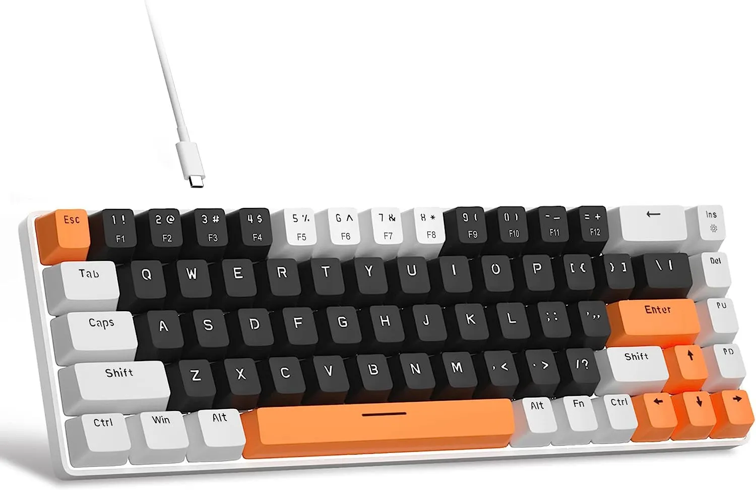 Portable Mechanical Gaming Keyboard LED Backlit Compact 68 Keyscaps