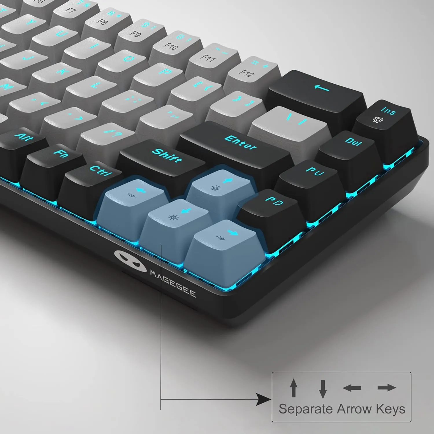 Portable Mechanical Gaming Keyboard LED Backlit Compact 68 Keyscaps