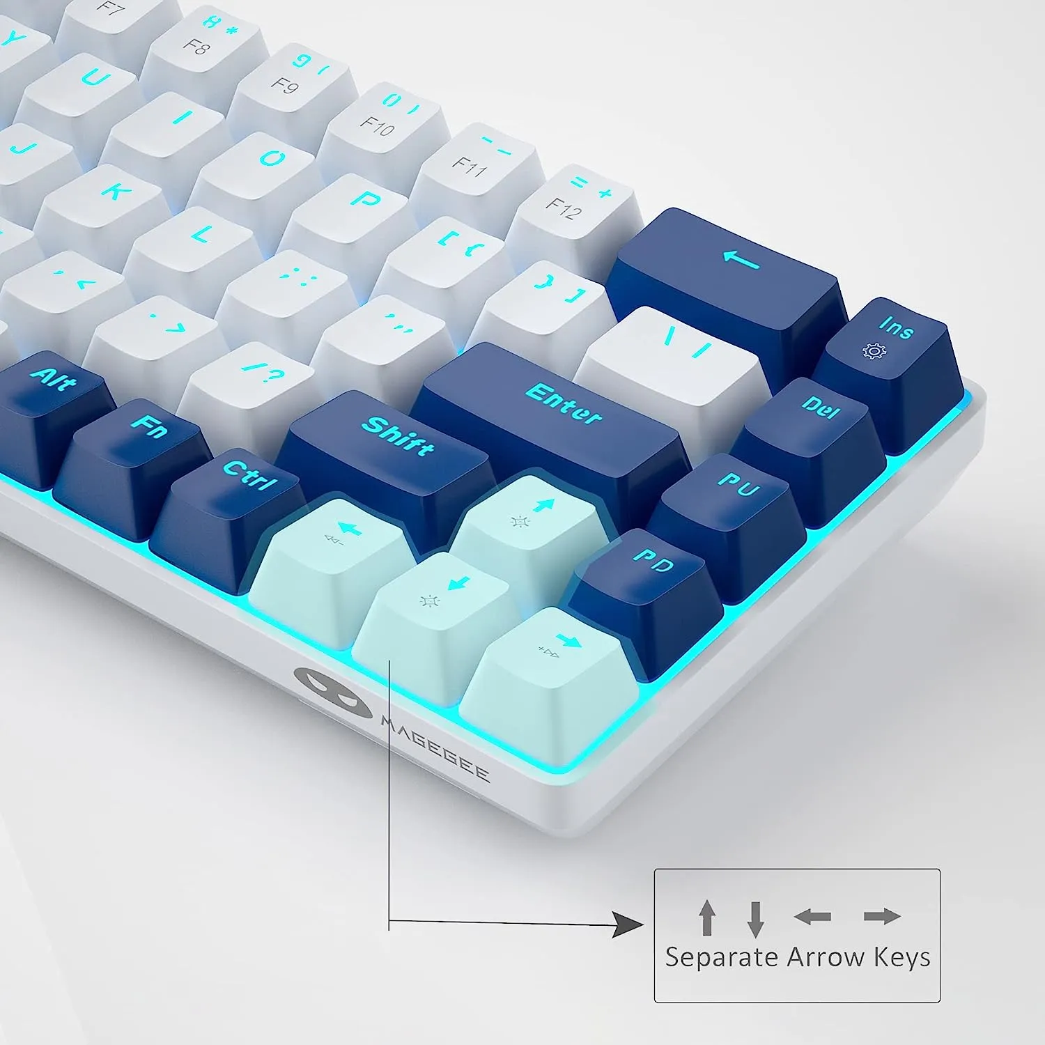 Portable Mechanical Gaming Keyboard LED Backlit Compact 68 Keyscaps