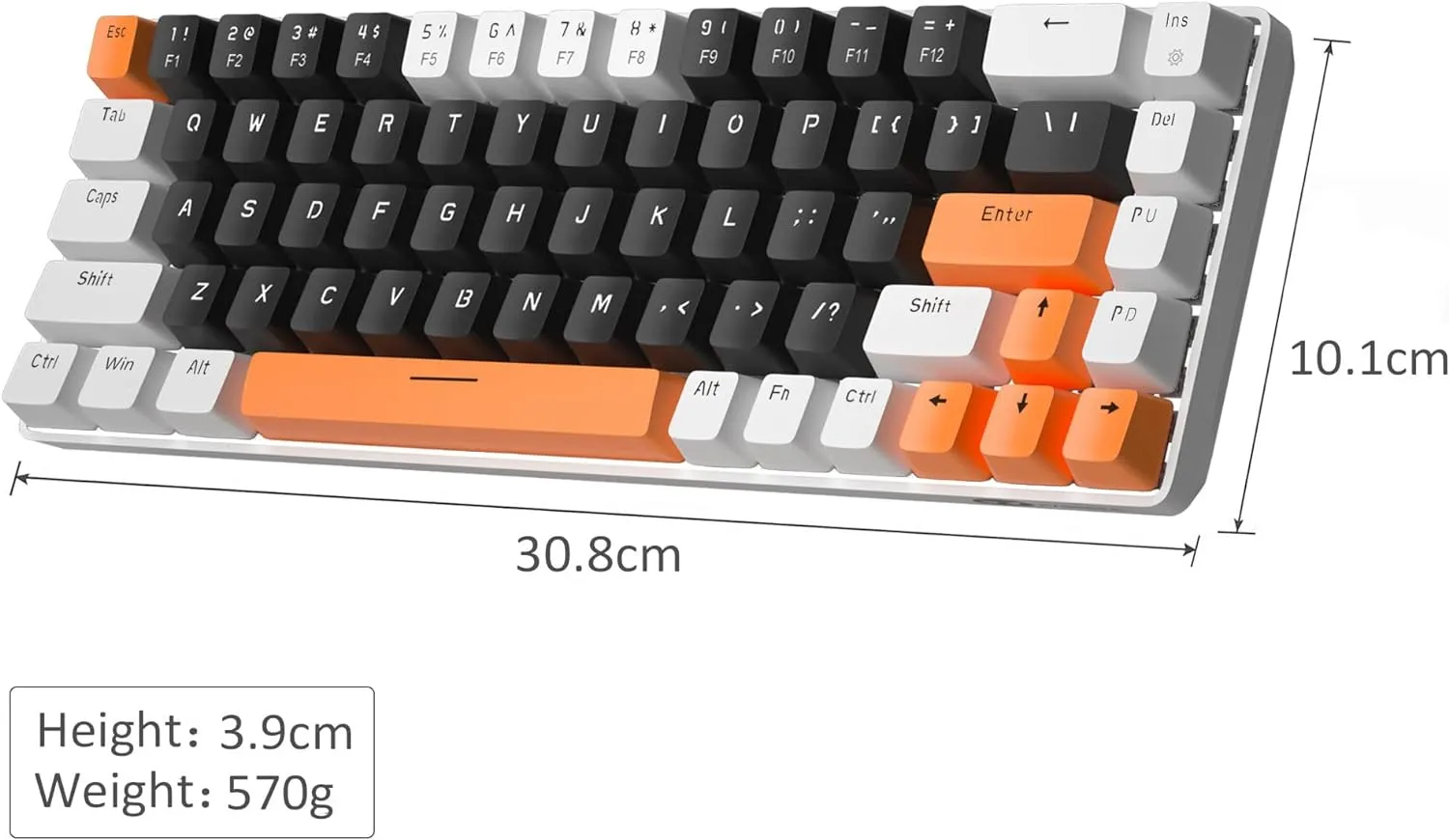 Portable Mechanical Gaming Keyboard LED Backlit Compact 68 Keyscaps