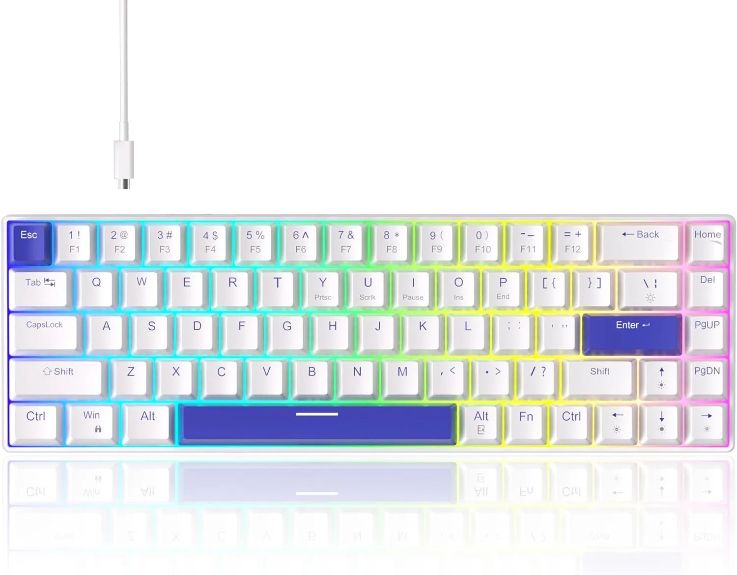Portable Mechanical Gaming Keyboard LED Backlit Compact 68 Keyscaps