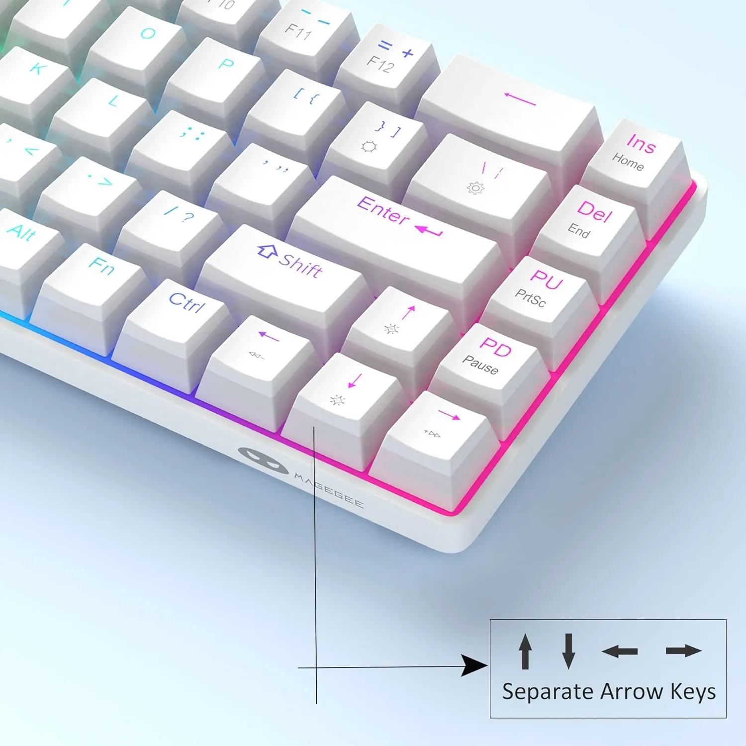 Portable Mechanical Gaming Keyboard LED Backlit Compact 68 Keyscaps