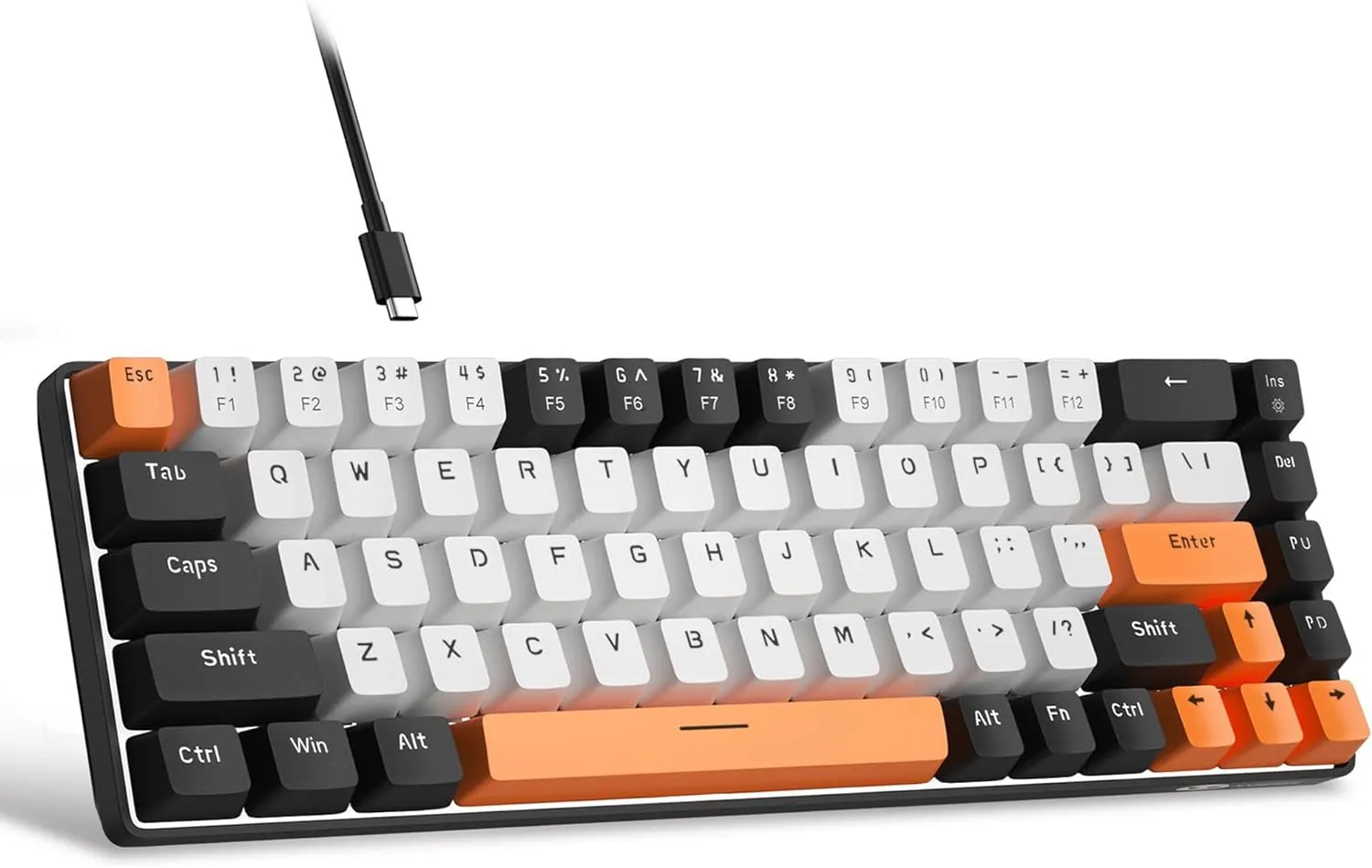Portable Mechanical Gaming Keyboard LED Backlit Compact 68 Keyscaps