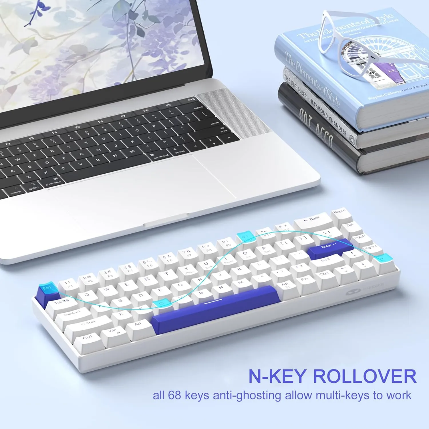 Portable Mechanical Gaming Keyboard LED Backlit Compact 68 Keyscaps