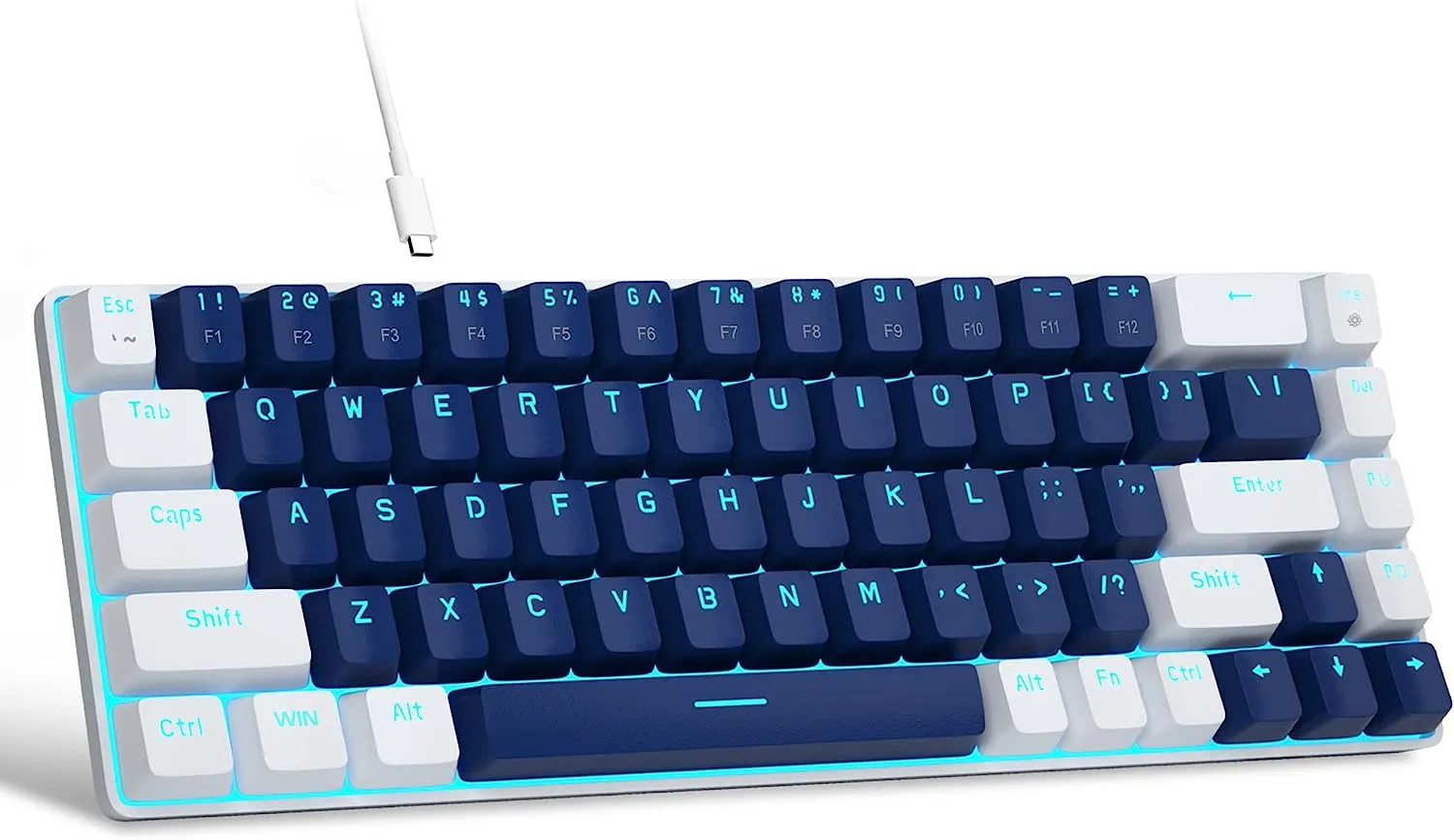 Portable Mechanical Gaming Keyboard LED Backlit Compact 68 Keyscaps