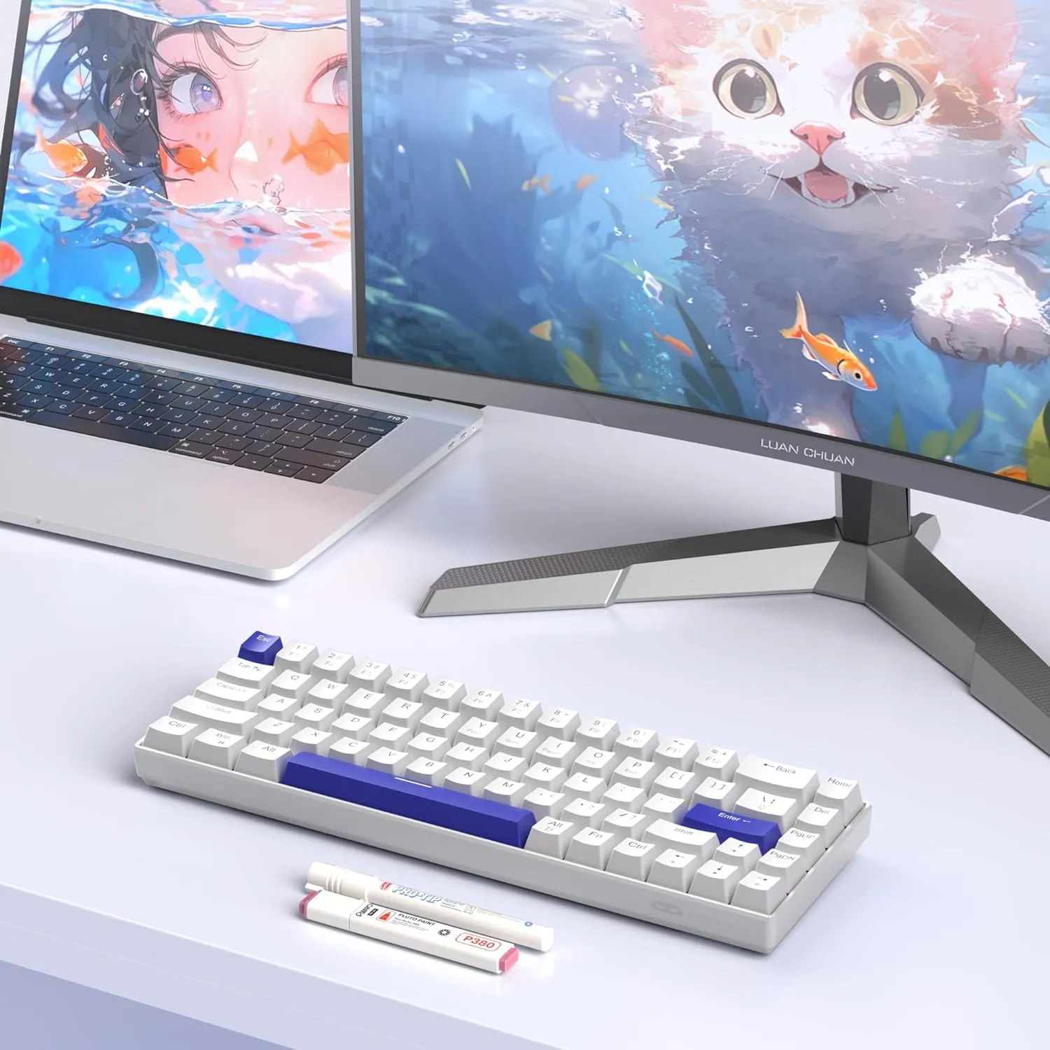 Portable Mechanical Gaming Keyboard LED Backlit Compact 68 Keyscaps