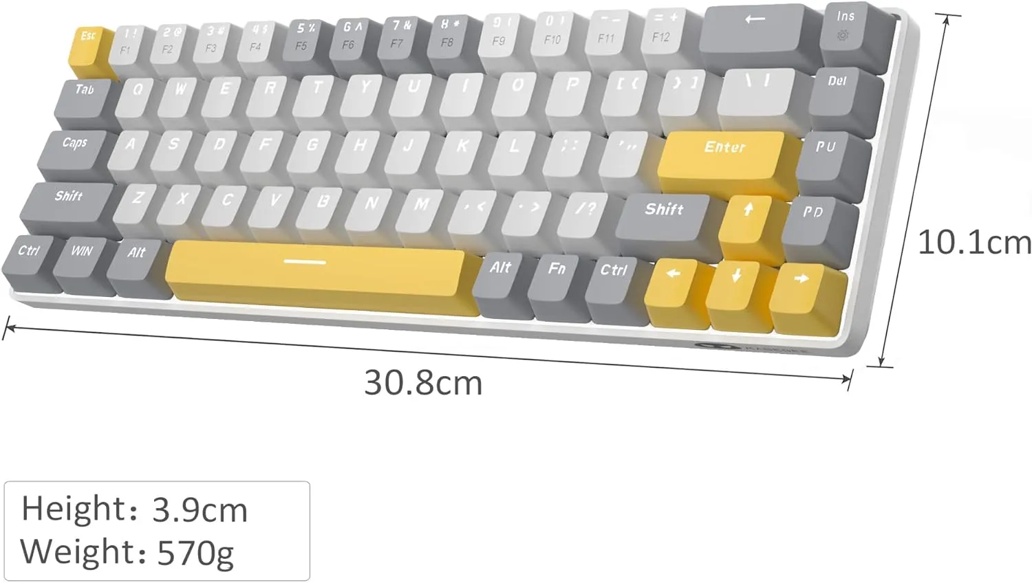 Portable Mechanical Gaming Keyboard LED Backlit Compact 68 Keyscaps