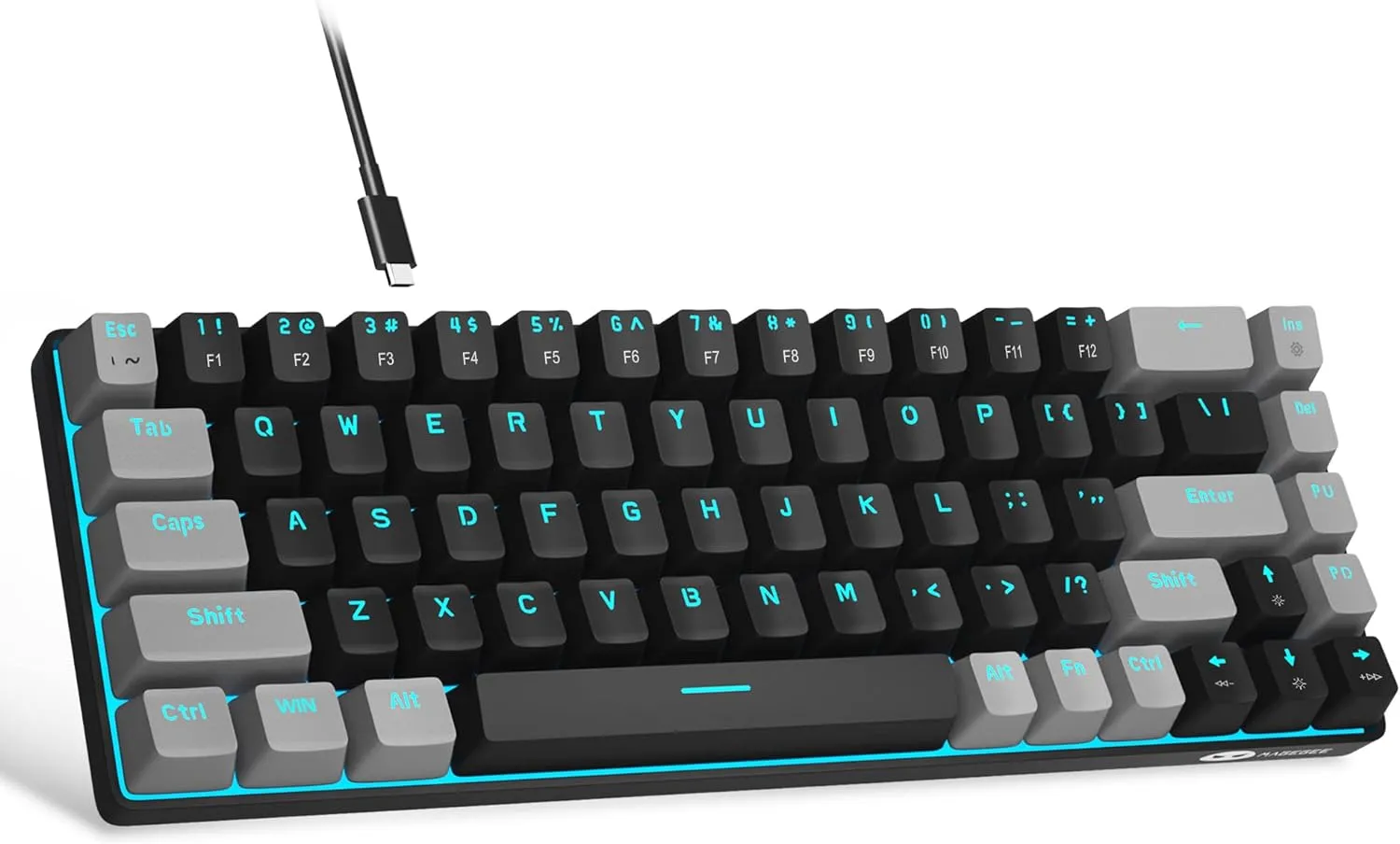 Portable Mechanical Gaming Keyboard LED Backlit Compact 68 Keyscaps