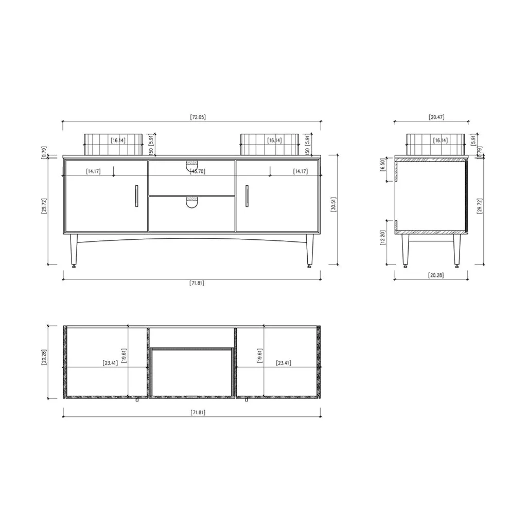 Portree 2 Drawers And 2 Doors Bathroom Vanity with Quartz Top and Double Vessel Sinks - Floor Mount - 72" Wood/Whitewash Oak
