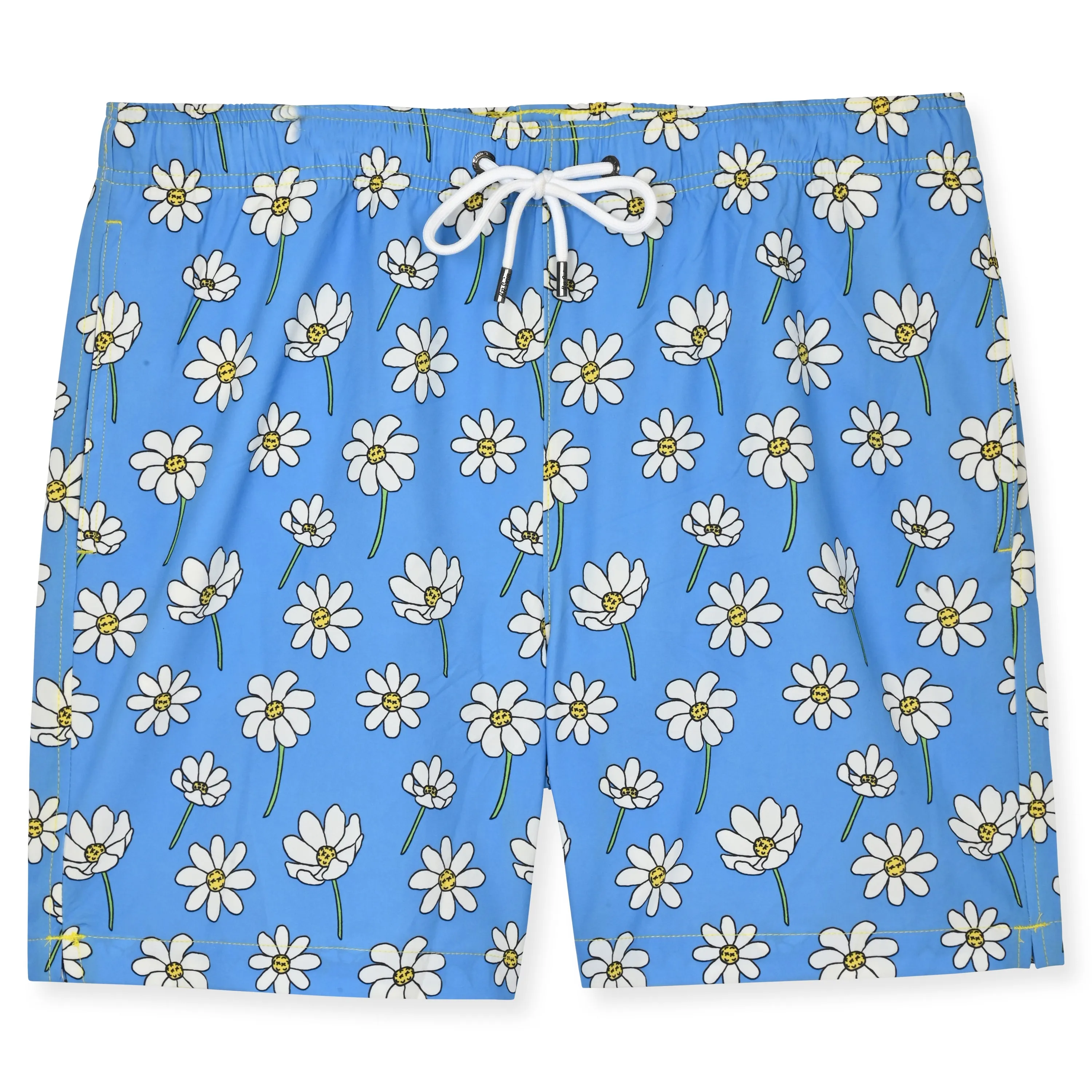 Powder Blue Scattered Daisies Swim Trunk