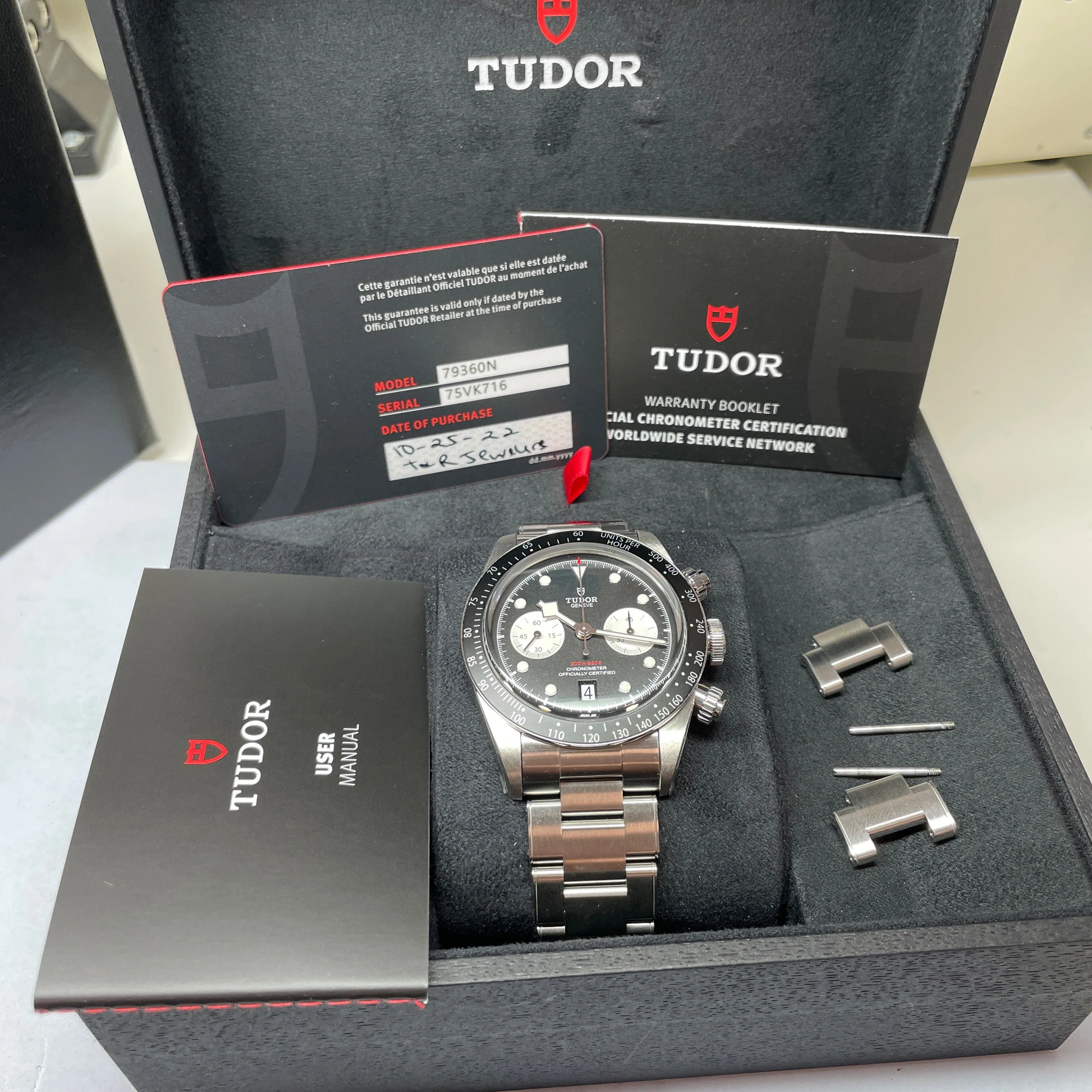 Pre-owned Tudor Black Bay Chronograph 41mm Steel Watch M79360N