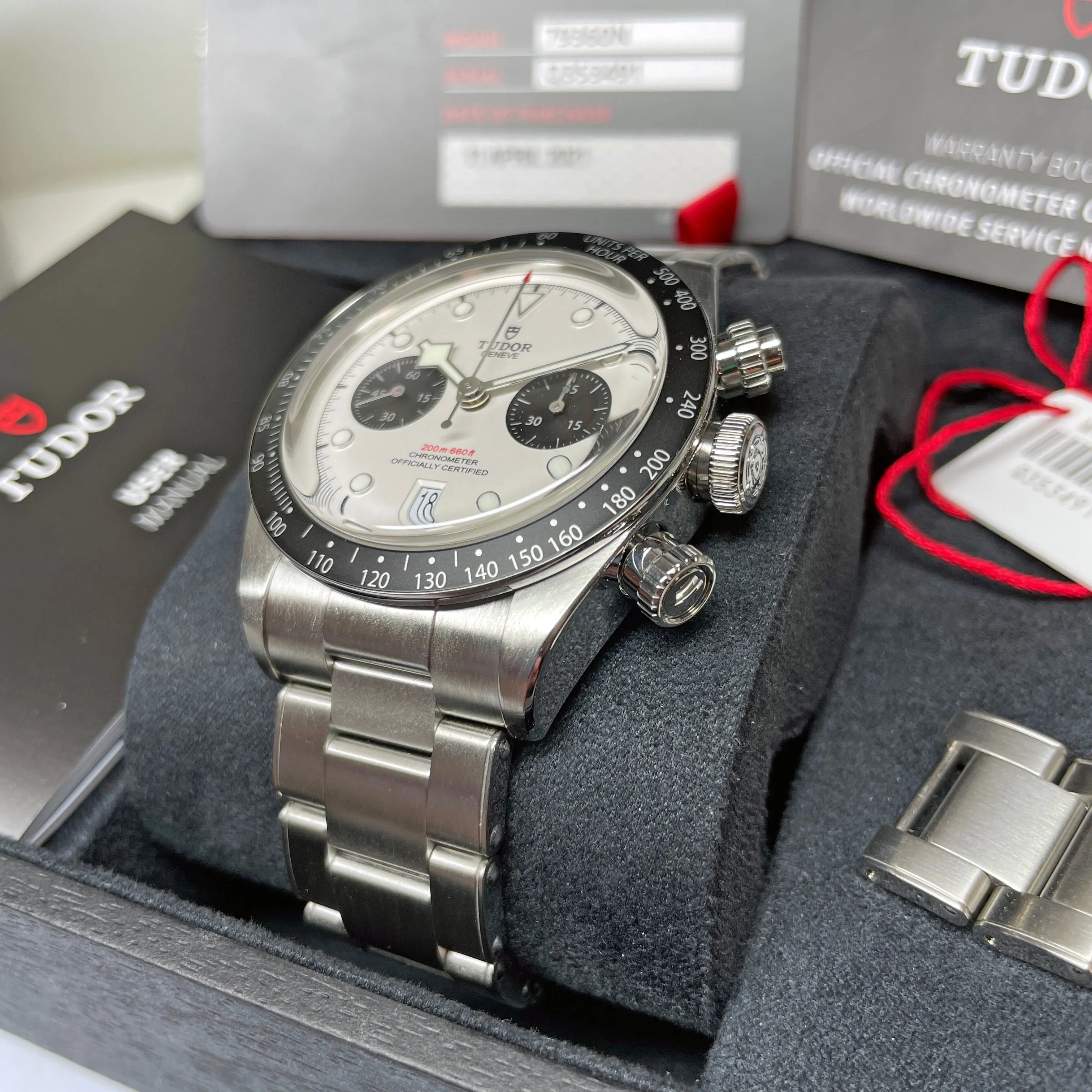 Pre-owned Tudor Black Bay White Chronograph 41mm Steel Watch M79360N-0002
