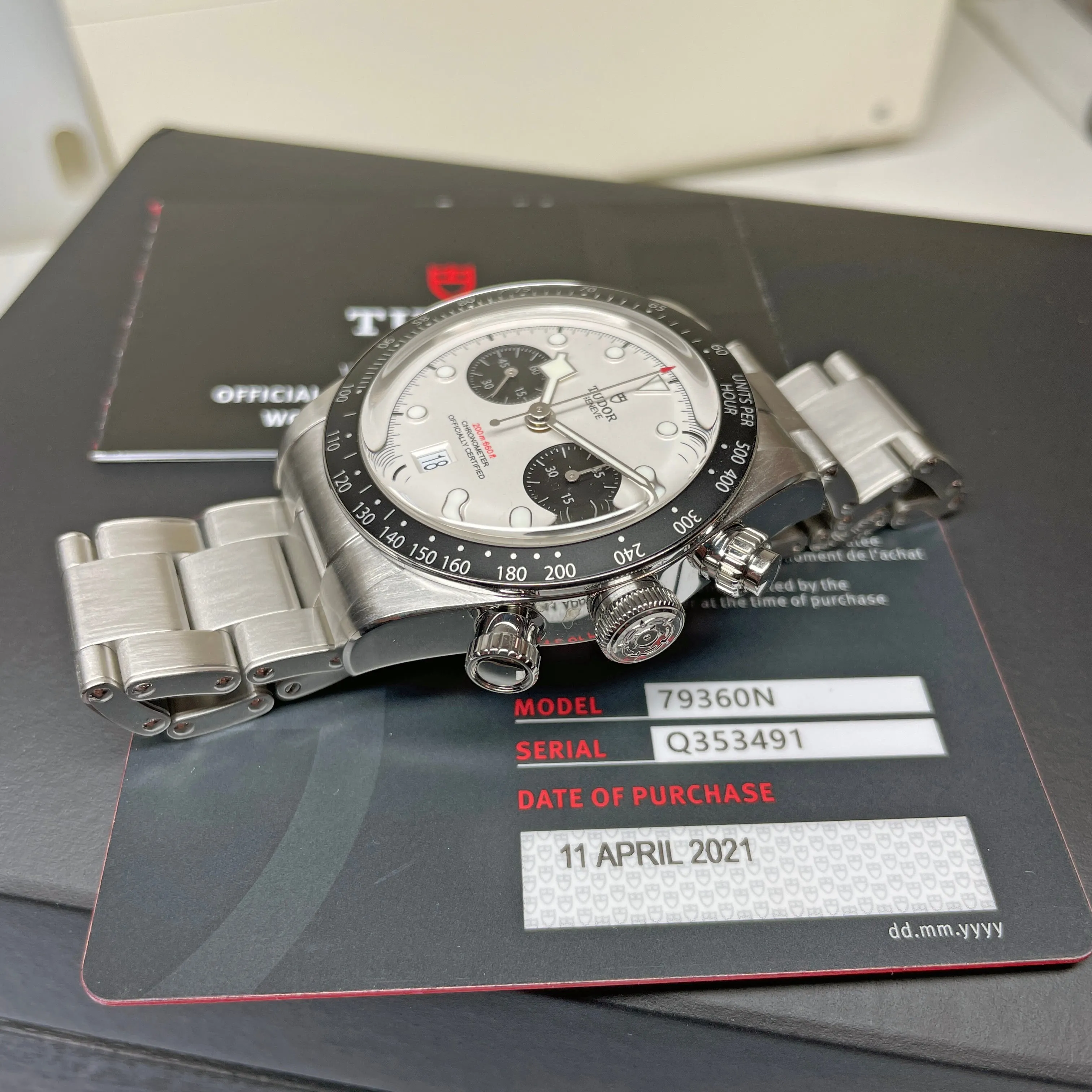 Pre-owned Tudor Black Bay White Chronograph 41mm Steel Watch M79360N-0002