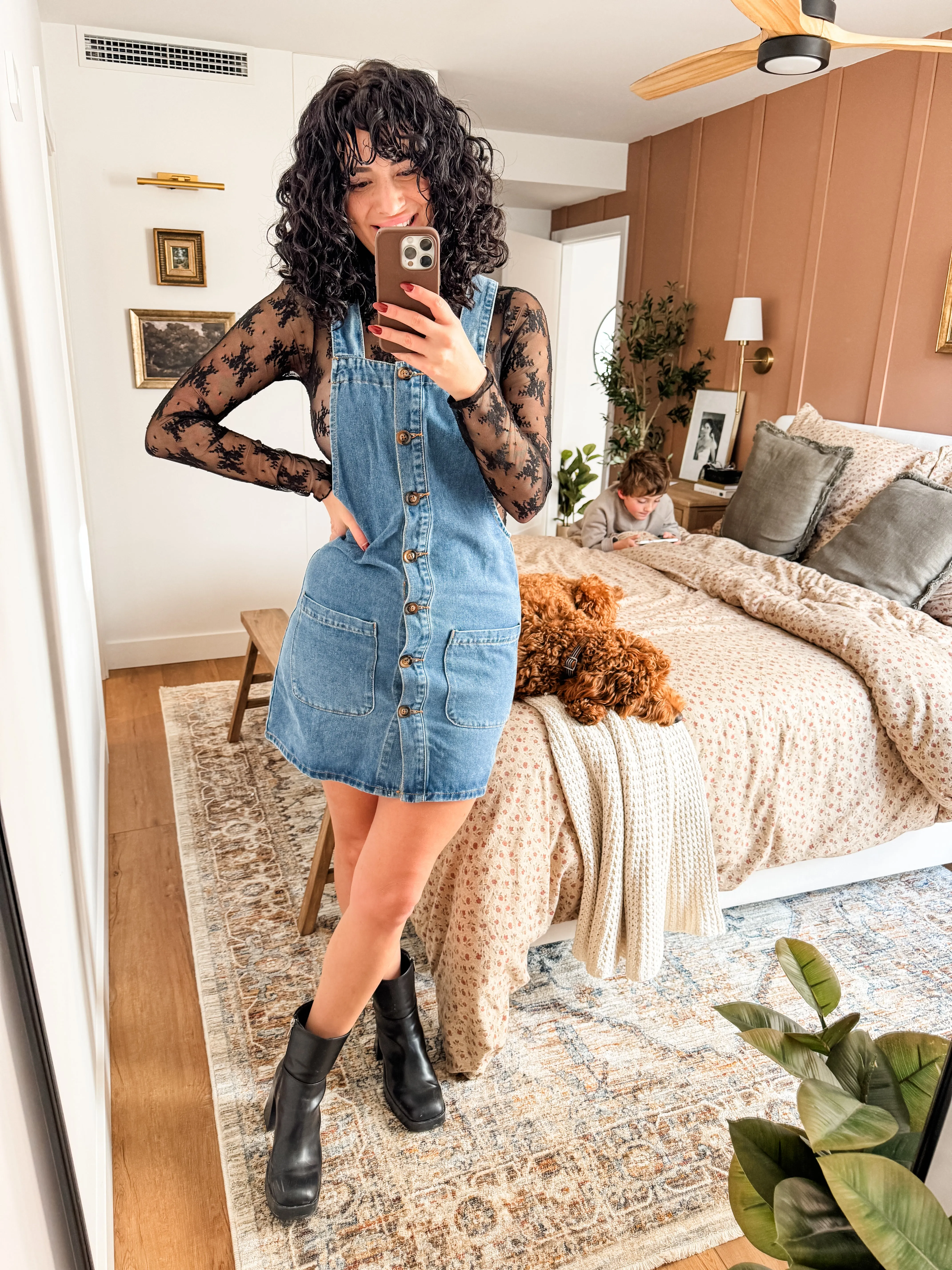 PREORDER Square Neck Wide Strap Denim Overall Dress