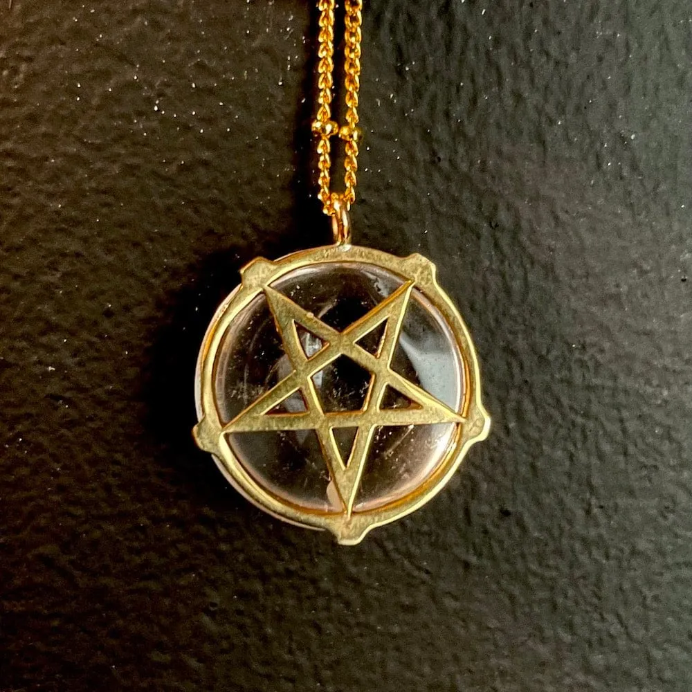 Priestess Charm Necklace :: Brass :: Pentagram