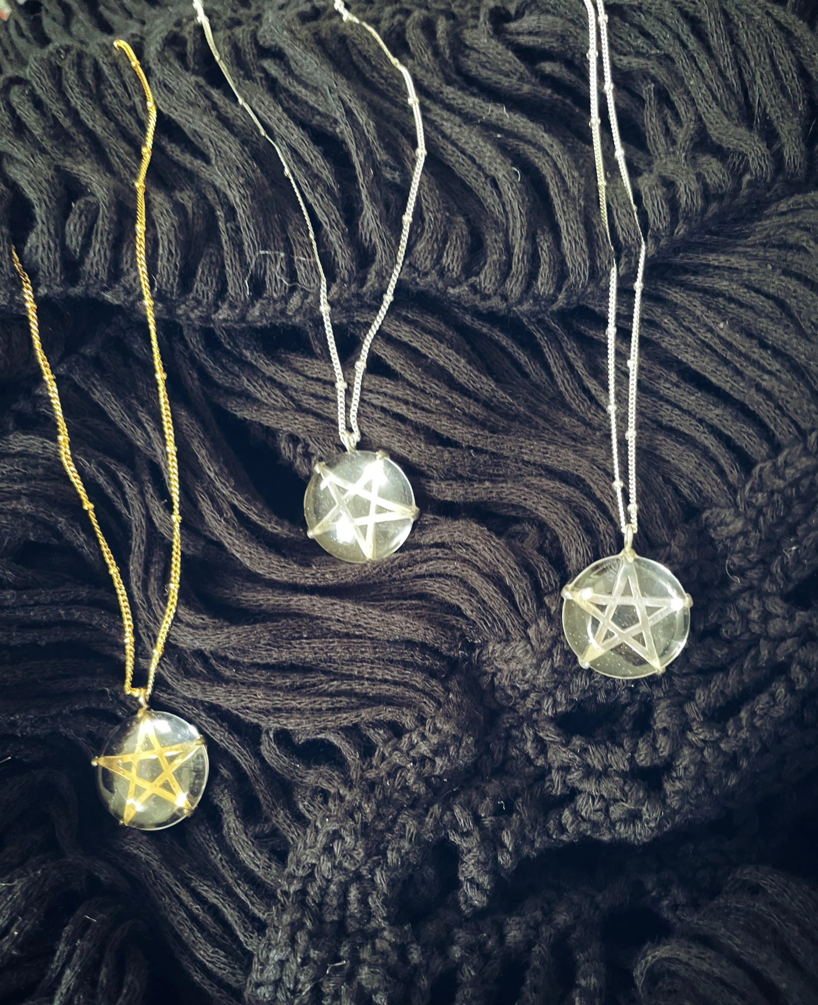 Priestess Charm Necklace :: Brass :: Pentagram