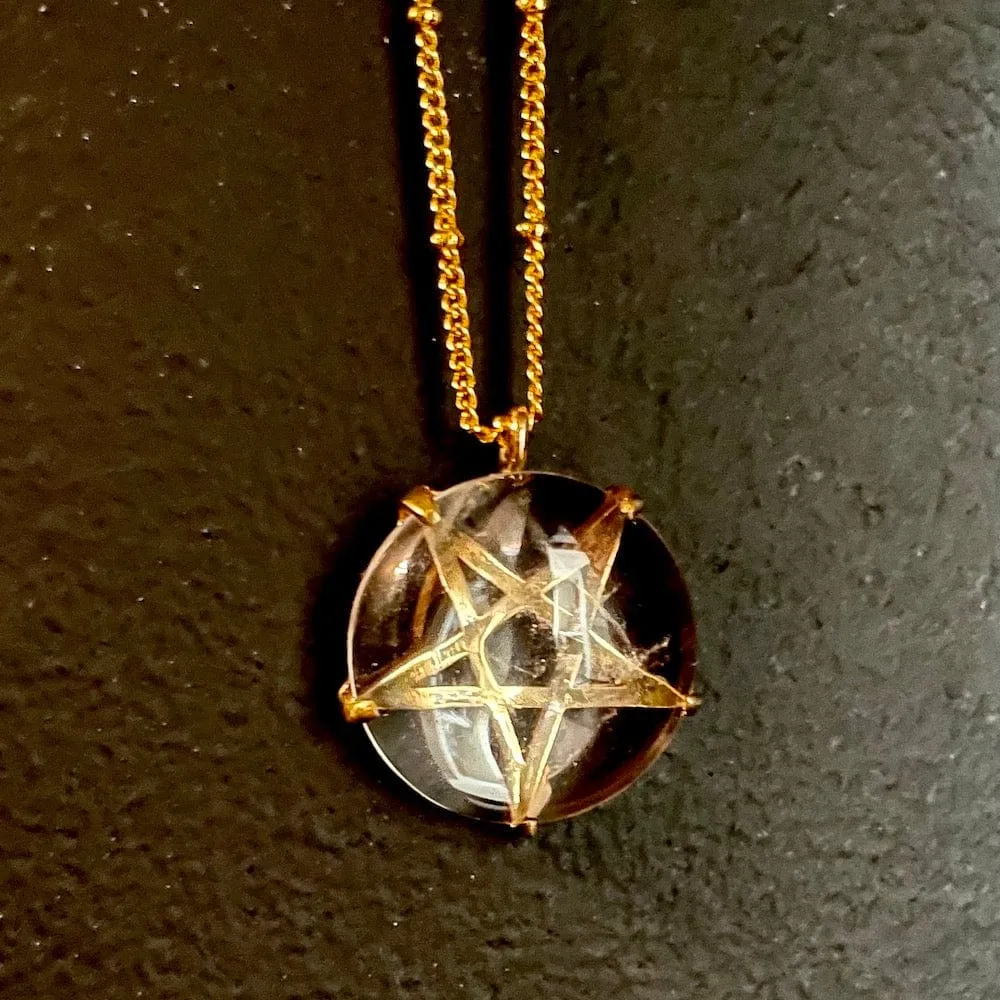 Priestess Charm Necklace :: Brass :: Pentagram