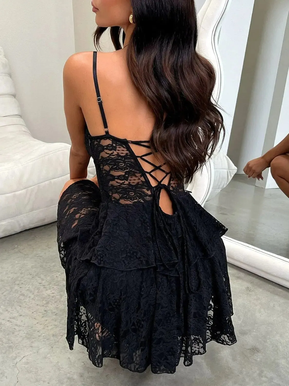 'Primrose' Lace Ruffle Mini Dress