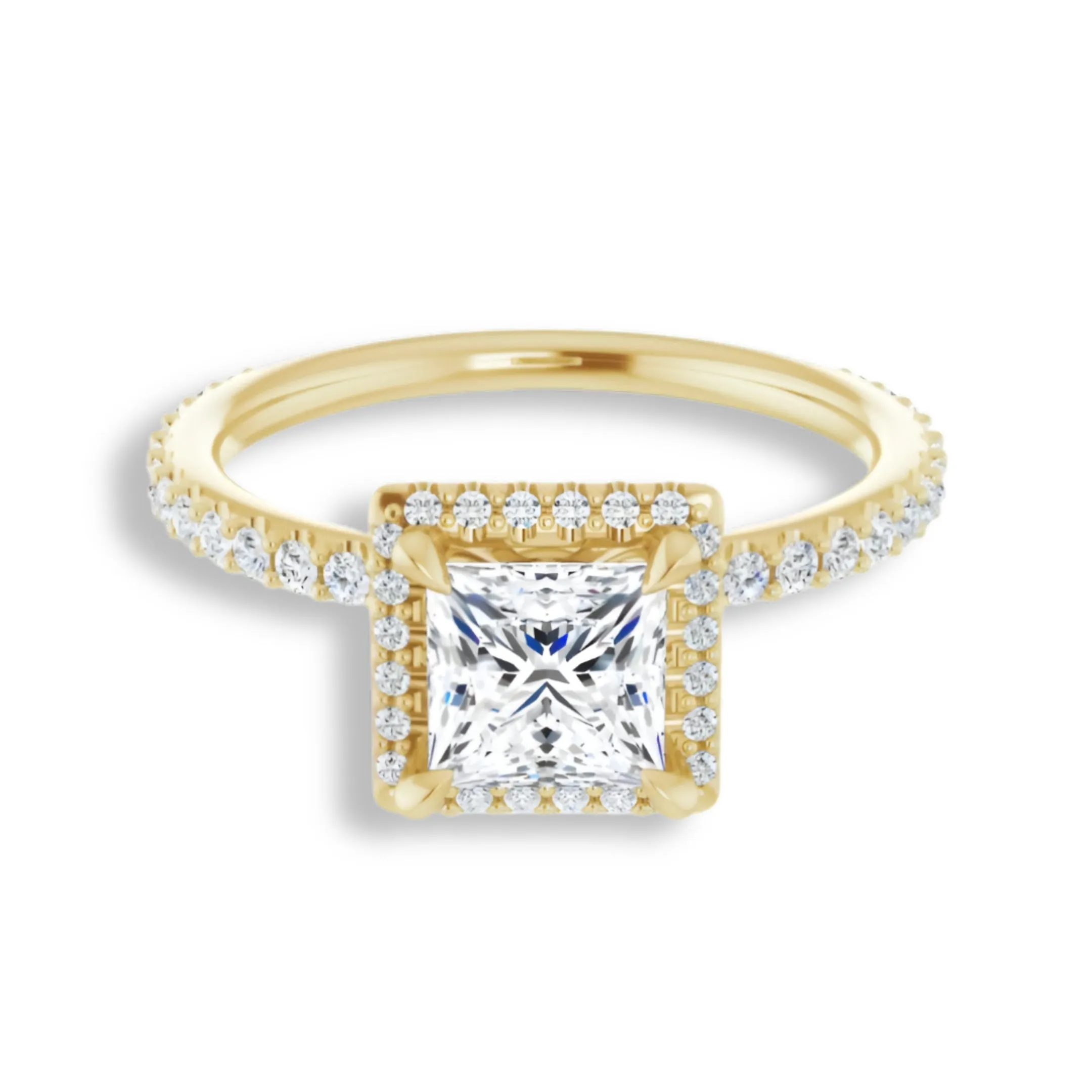 Princess Diamond Halo Engagement Ring
