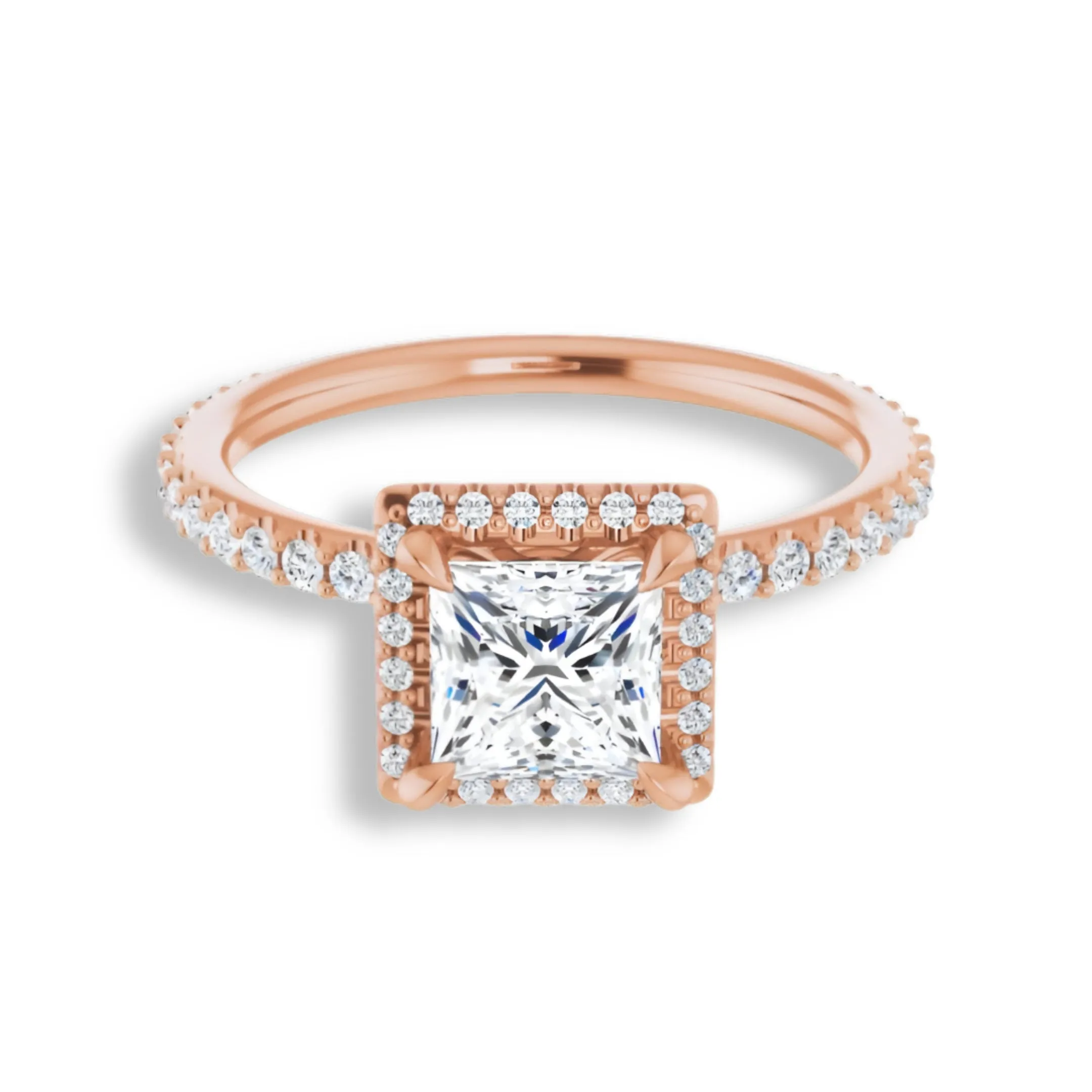 Princess Diamond Halo Engagement Ring