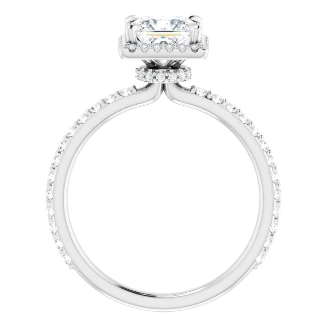 Princess Diamond Halo Engagement Ring