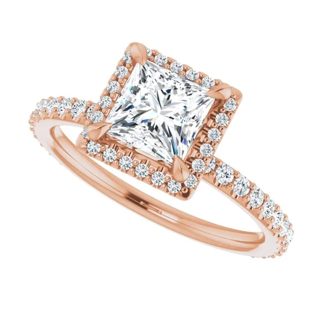 Princess Diamond Halo Engagement Ring