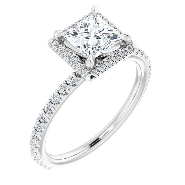 Princess Diamond Halo Engagement Ring