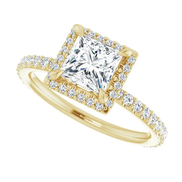 Princess Diamond Halo Engagement Ring