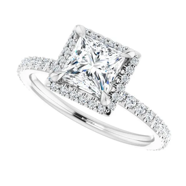 Princess Diamond Halo Engagement Ring
