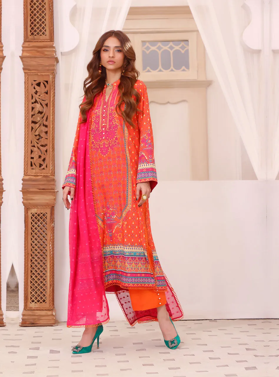 Printed Kameez Trouser and Dupatta Pakistani Eid Dress