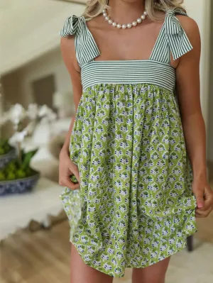 Printed Tie Shoulder Mini Cami Dress
