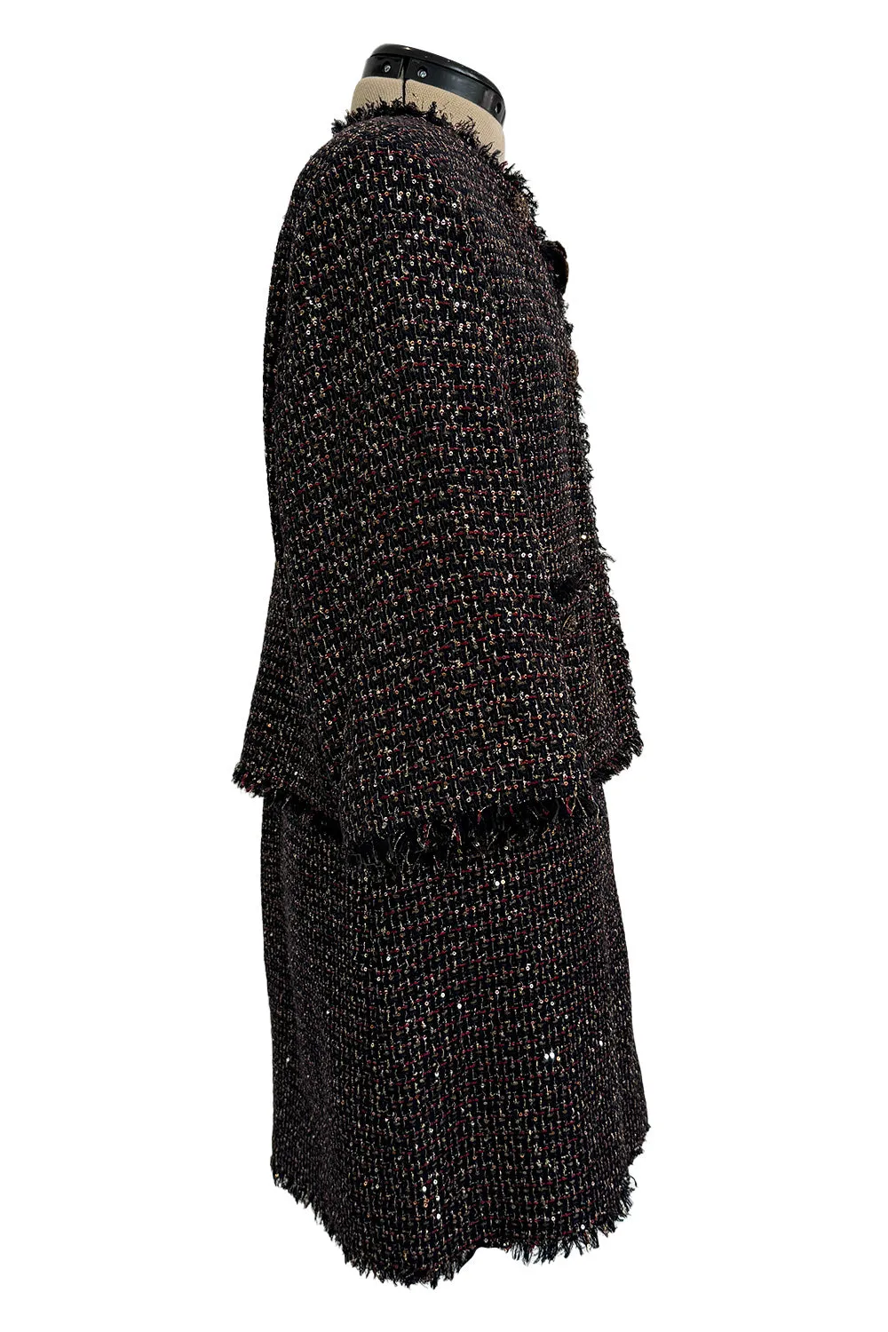 Pristine Pre-Fall 2012 Chanel by Karl Lagerfeld Metallic Gold Detailed Suit w Gripoix Buttons