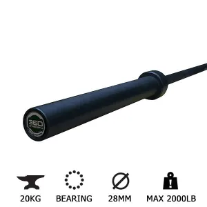 PRO Olympic 20kg Barbell (Hard Chrome - Full Black - Bearings)