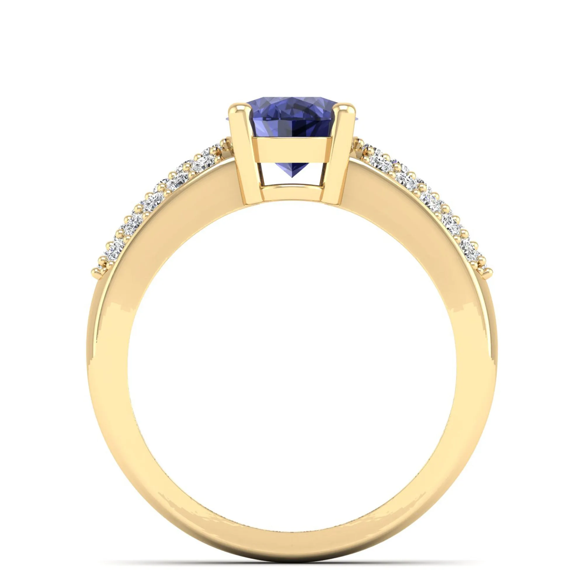 Prong Set Oval Tanzanite and Diamond Ring