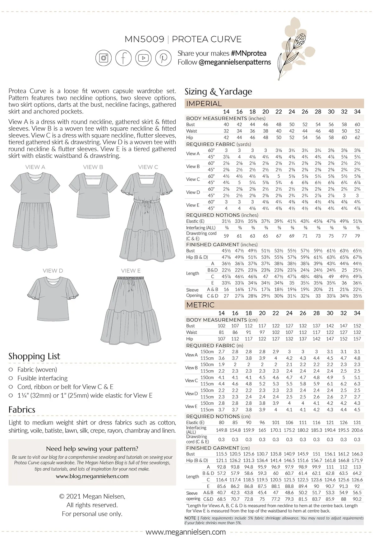 Protea Curve Capsule Wardrobe Pattern