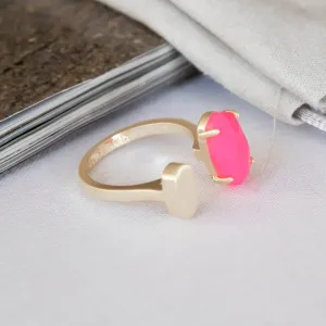 Pryde Gold Open Ring In pink agate