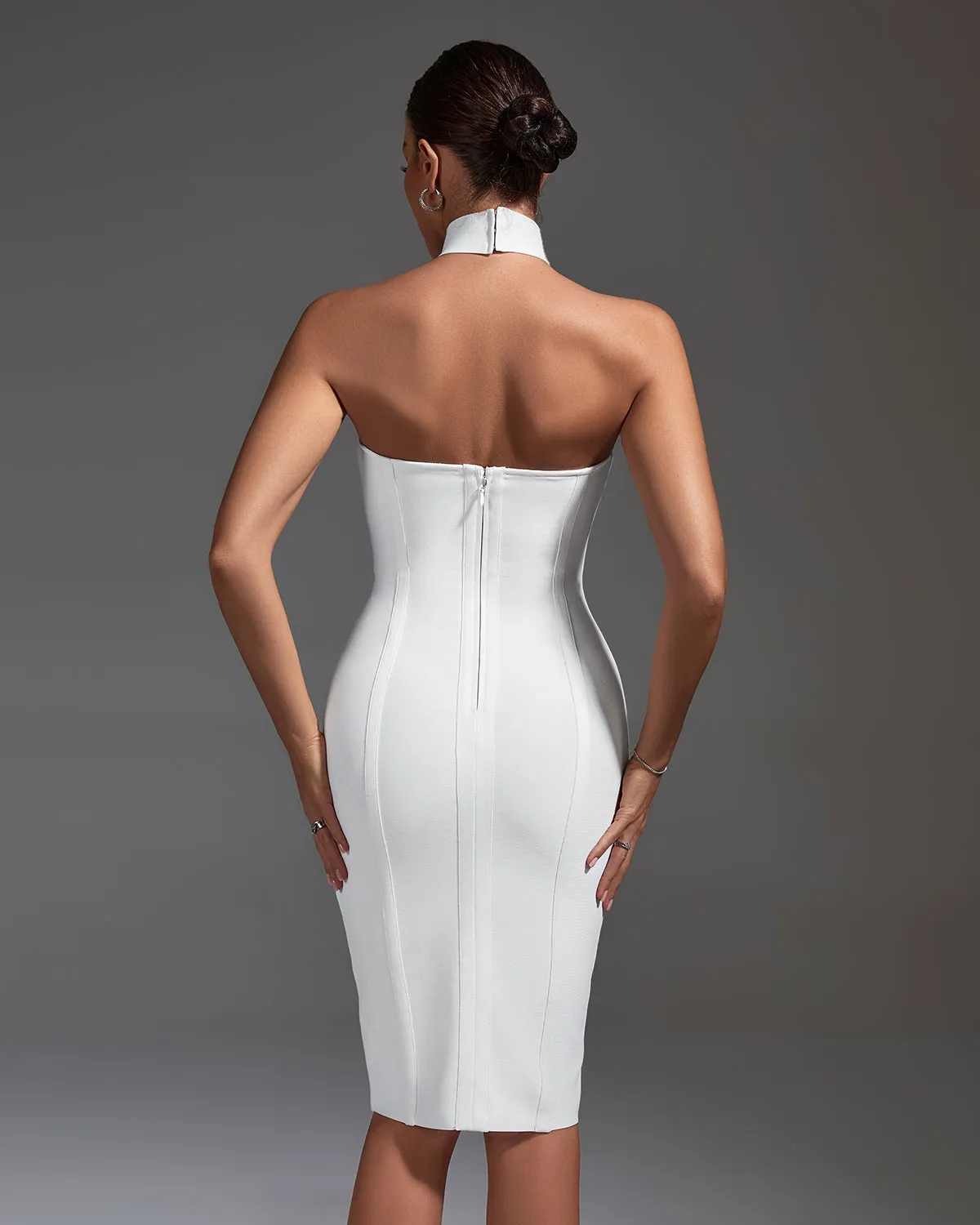 Pure White Halter Bandage Dress