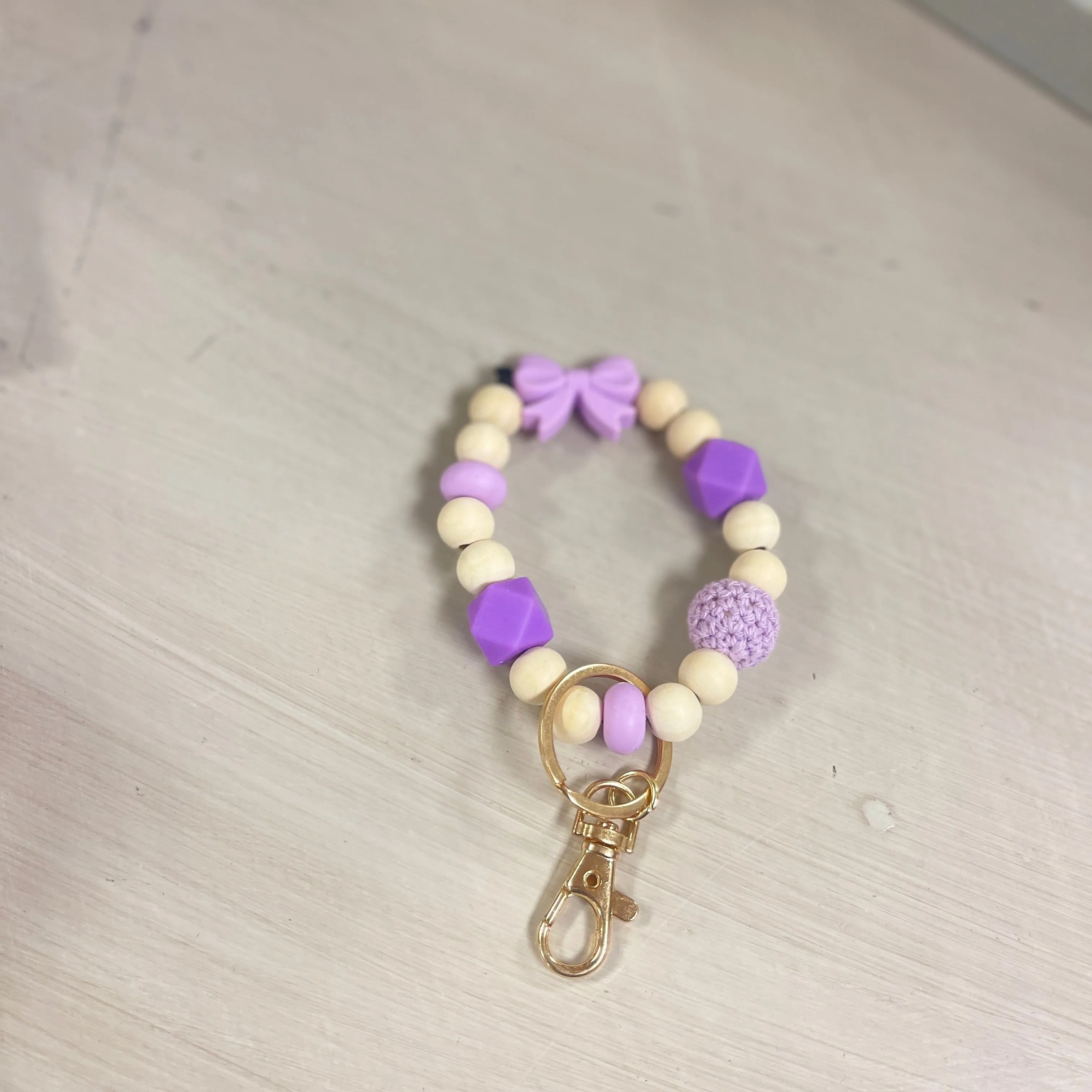 Purple Bow Wristlet Keychain