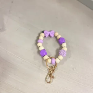 Purple Bow Wristlet Keychain