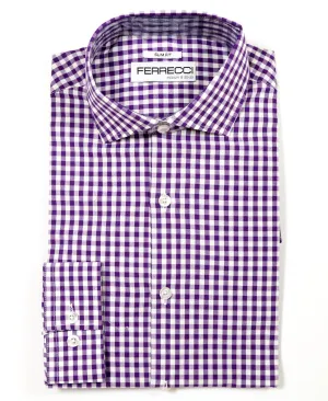 Purple Gingham Check Dress Shirt - Slim Fit